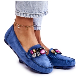 PS1 Mocassins en daim pour femmes avec ornements Janetta bleus