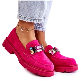 PS1 Mocassins pour femme en daim avec décoration Karlott fuchsia rose
