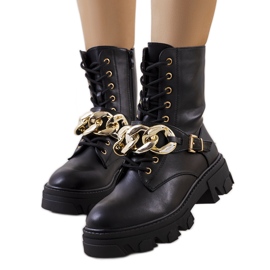 Bottines noires avec chaîne Laboy