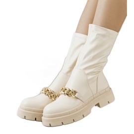 Bottines Luisina beiges sur semelle haute