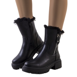 Bottes de neige noires avec fourrure Degli