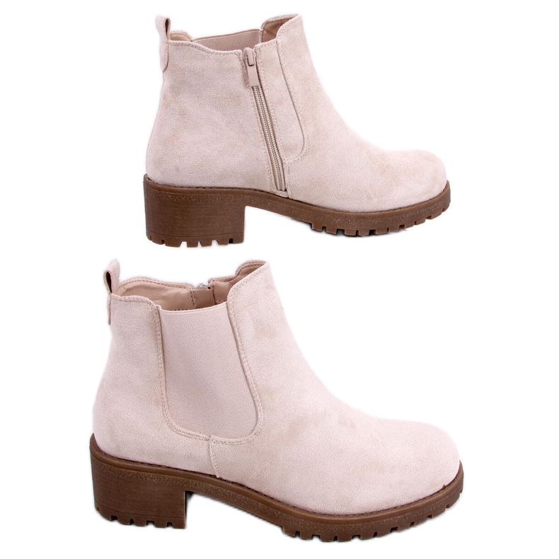 BM Chelsea boots petit talon Laine Beige Suede