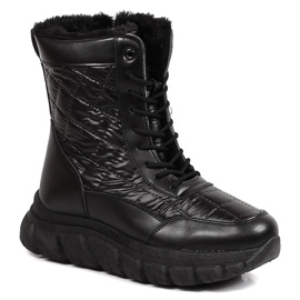 Bottes de neige hautes pour femmes avec fourrure noir Vinceza