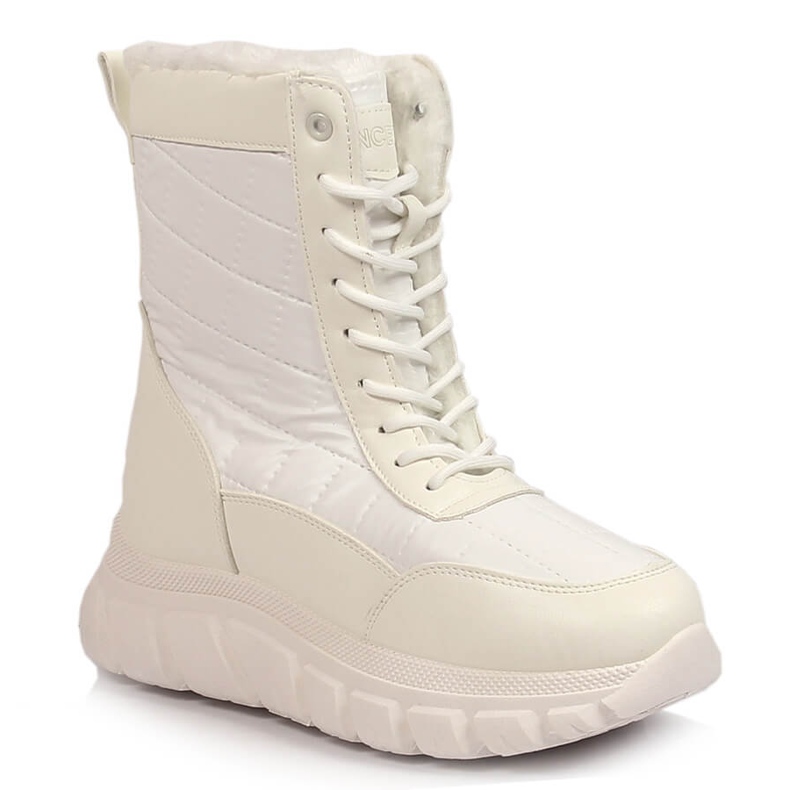 Bottes de neige hautes pour femmes avec fourrure, blanches Vinceza