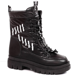 Bottes de neige à lacets pour femmes avec une plateforme Vinceza noire le noir
