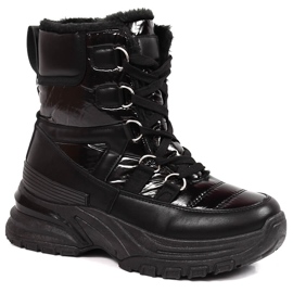 Après-ski à lacets femme noir métallisé Potocki