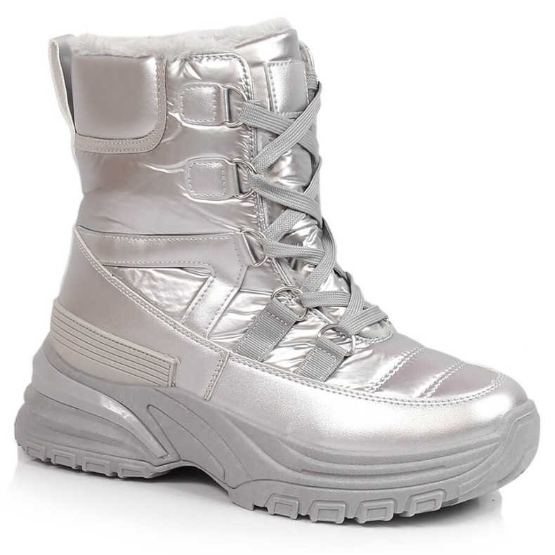Bottes de neige à lacets femme argent métallisé Potocki