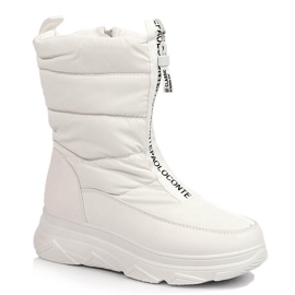 Bottes de neige pour femmes avec une fermeture éclair, blanc Potocki blanche