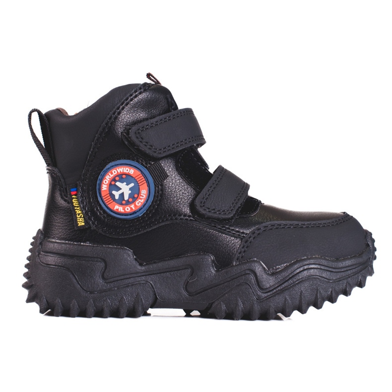 Bottes hautes pour garçons avec velcro noir le noir