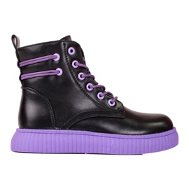 Bottines noires pour fille sur plateforme Shelovet violette le noir Bottines noires pour fille sur plateforme Shelovet violette le noir