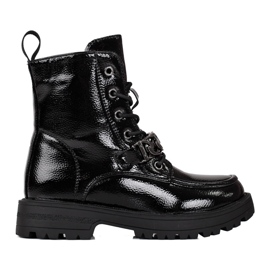 Boots noires à lacets fille le noir