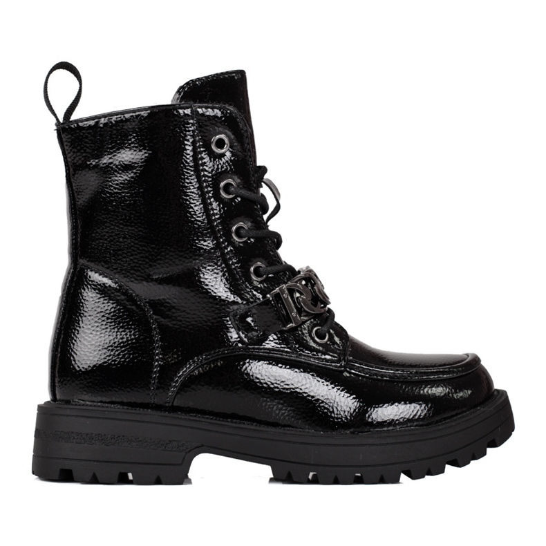 Boots noires à lacets fille le noir