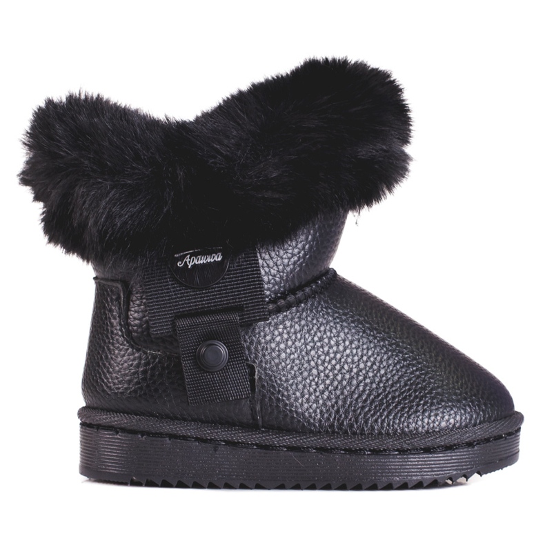 Bottes de neige fille noires avec fourrure Shelovet