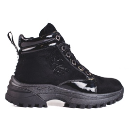 Bottes filles noires à semelle épaisse