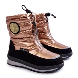 Bottes de neige hautes isolées avec de la laine dorée noir