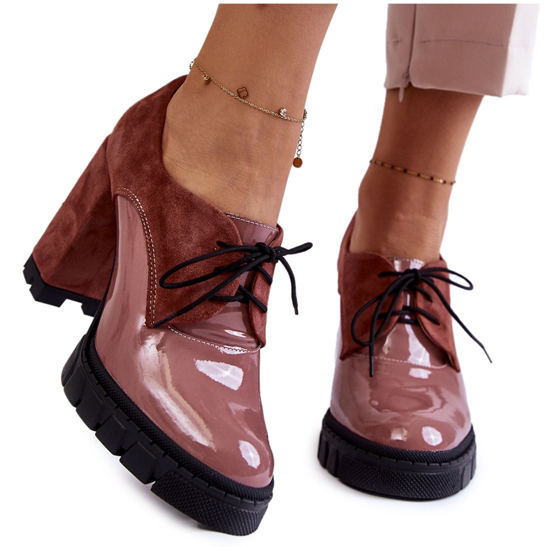 PA2 Bottes en daim et laquées à la mode sur la plate-forme carisa rose