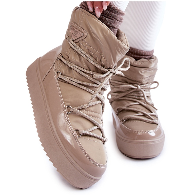 PM1 Bottes De Neige À Lacets À La Mode Pour Femmes Beige Carrios