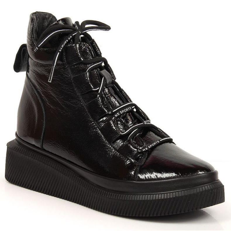 Bottes isolées en cuir laqué Artiker W HBH36 le noir