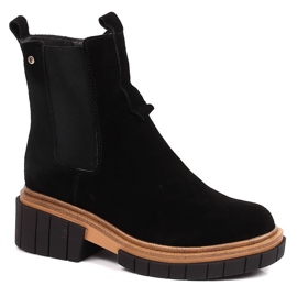 Bottines en cuir, daim pour femmes isolées noir Filippo