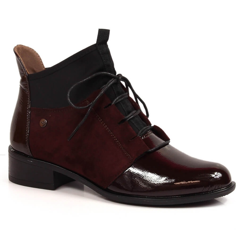 Bottines Jezzi bordeaux talon plat femme rouge
