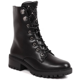 Jezzi Bottes pour femmes avec des jets noirs avec des jets