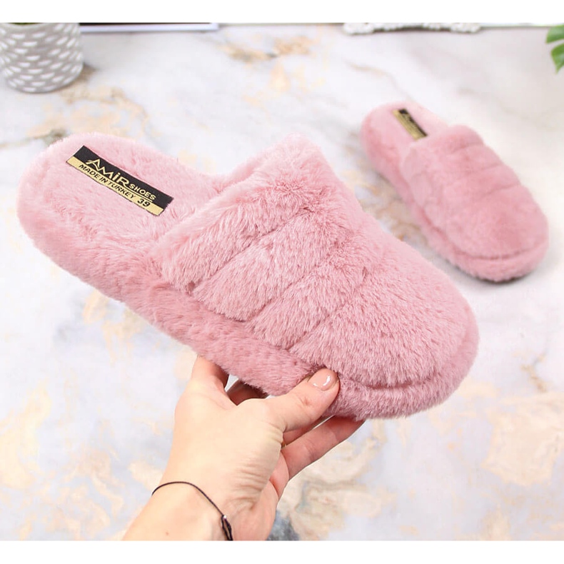 T.Sokolski Chaussons de maison en peluche rose pour femme T. Sokolski