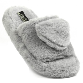 Chaussons en peluche pour femme avec un cœur, gris T.Sokolski
