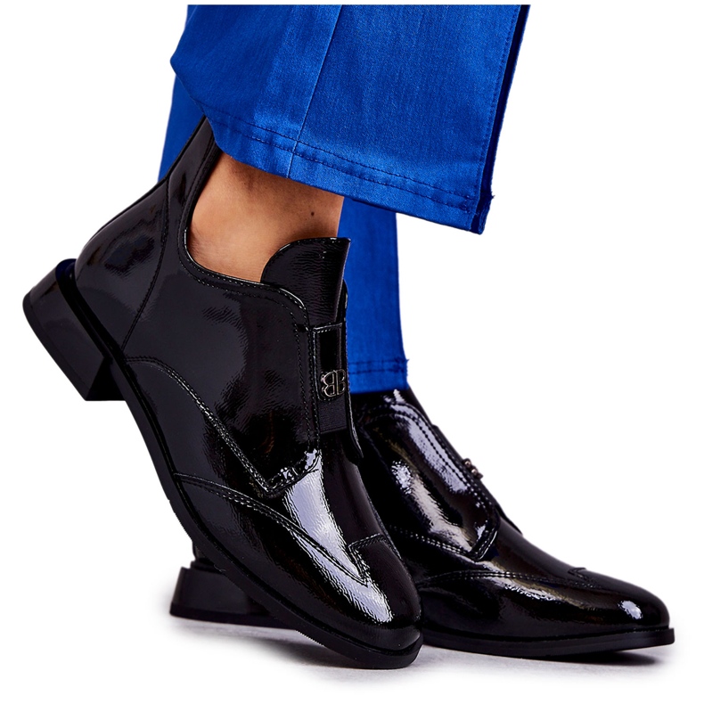 S.Barski Bottines basses en cuir verni avec fermeture éclair, noir le noir S.Barski Bottines basses en cuir verni avec fermeture éclair, noir le noir