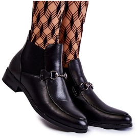 Vinceza Bottines plates en cuir pour femmes, noir