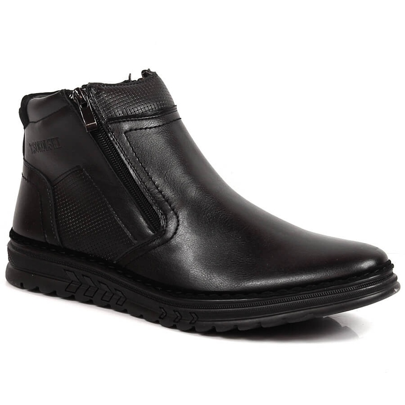 Chaussures homme en cuir noir avec fermetures éclair, T.Sokolski le noir