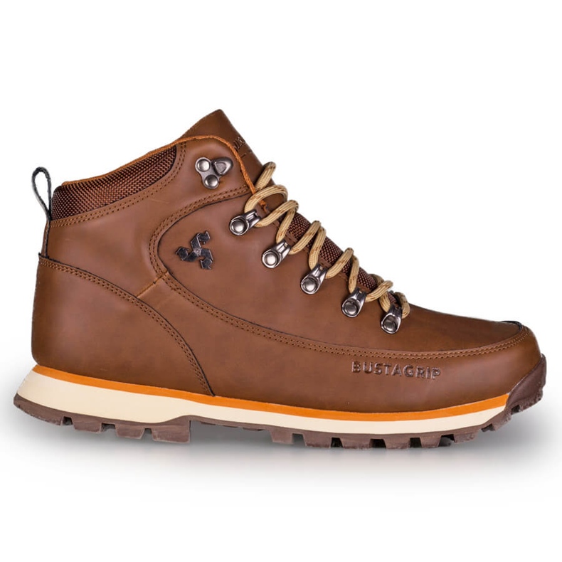 Chaussures de trekking en cuir pour hommes marron foncé Bustagrip brun