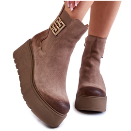 PL5 Bottes en daim pour femmes sur une plate-forme massive Marron clair Savira brun