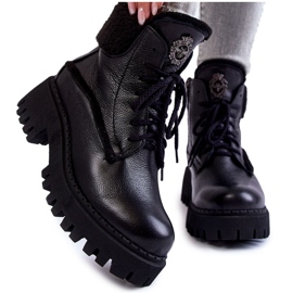 PL5 Bottes trappeur en cuir noir pour femmes Vergo le noir