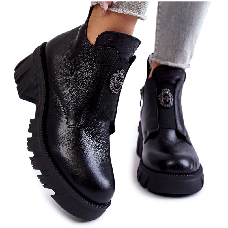 PL5 Bottes en cuir pour femmes avec décoration Maley noire le noir PL5 Bottes en cuir pour femmes avec décoration Maley noire le noir