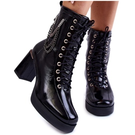 FILIPCZYK Bottines en cuir isolées à la mode avec décoration, noir