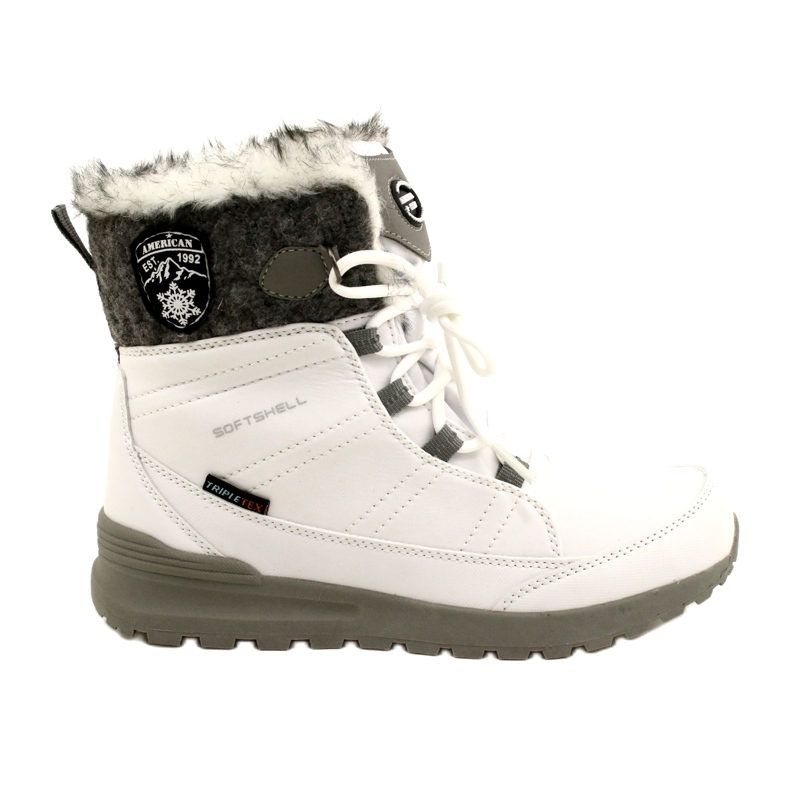 Bottes de neige Softshell avec membrane American Club SN26 / 22 en blanc blanche gris