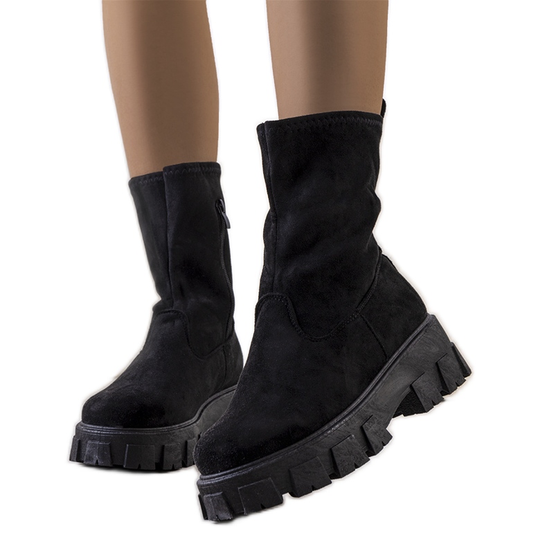 PA1 Bottes noires sur la plateforme Conco le noir
