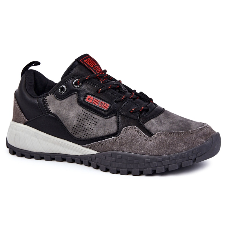 Chaussures de sport classiques pour hommes en mousse à mémoire de forme Big Star KK174271 Gris le noir