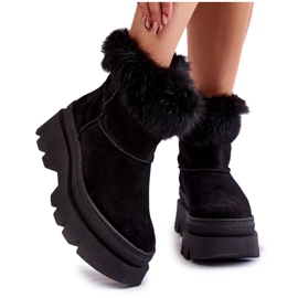 PL5 Bottes de neige en daim noires pour femmes Ann le noir
