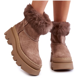 Bottes de neige en daim beige foncé pour femmes Ann