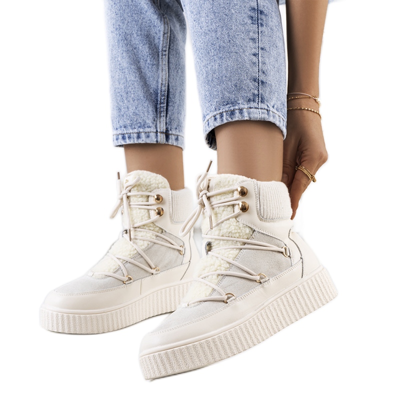 PA1 Bottes de neige beiges pour femmes de Laursen écru