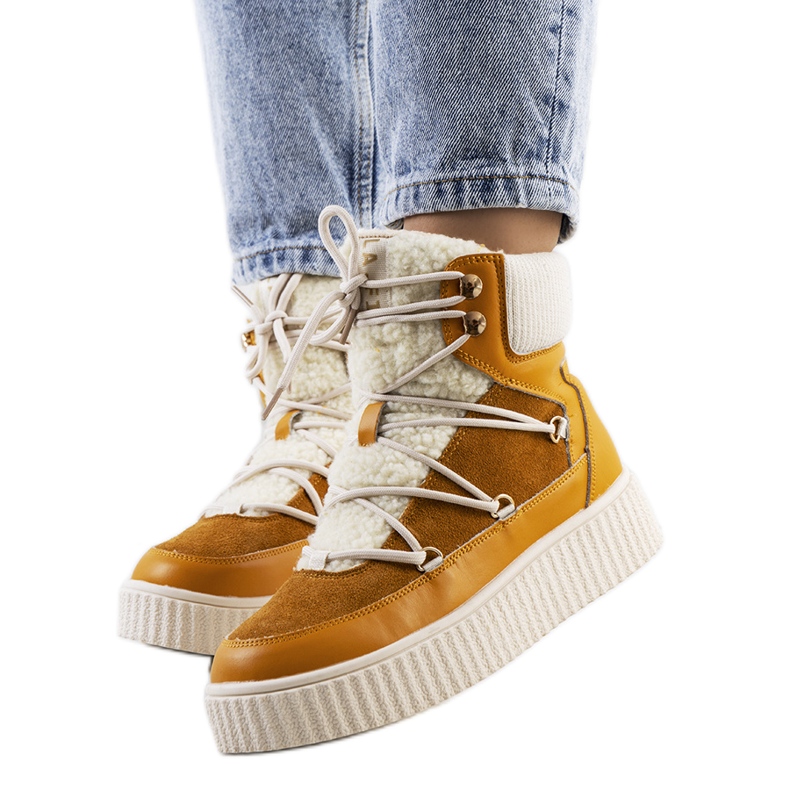 Bottes de neige moutarde pour femmes de Laursen orange