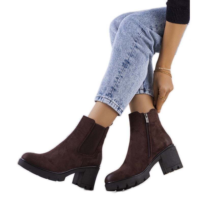 Bottines à talons en daim marron Svelte brun