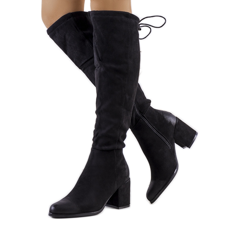 PA1 Bottines à talons en daim noir Georgie le noir