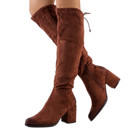 Bottines à talon en daim marron Georgie brun