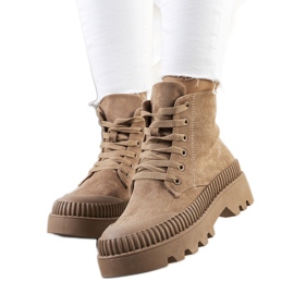 Baskets en éco-daim marron Devost beige