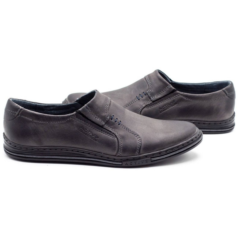 Polbut Chaussures confortables pour hommes en cuir 334, gris