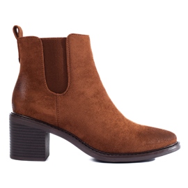 Bottines Chelsea femme marron à talon haut brun Bottines Chelsea femme marron à talon haut brun