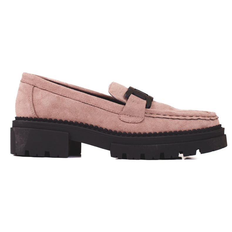 Mocassins pour femmes Shelovet beiges sur plateforme noire Mocassins pour femmes Shelovet beiges sur plateforme noire