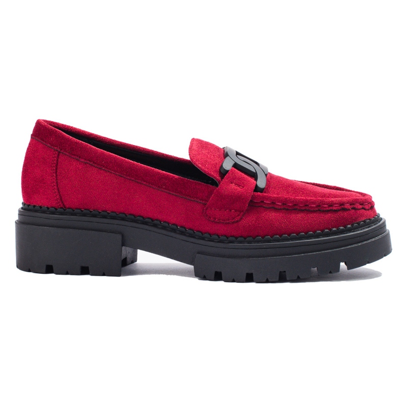 Mocassins femme Shelovet fuchsia sur plateforme noire rose